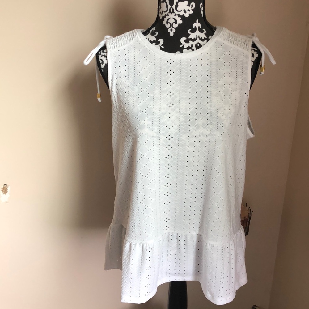 Michael Kors Eyelet Peplum Top